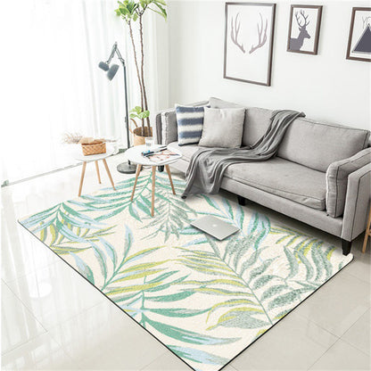 Vivolux | Tropisch botanisch patroon vloerkleed met blad wit en geel polyester vloerkleed machinewasbaar antislip gebied vloerkleed voor slaapkamer