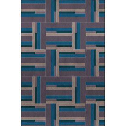 Vivolux | Nordic Novelty Teppich Blau und Lila Farbkasten Streifenmuster Teppich Polyester Waschbarer Teppich für Heimdekoration