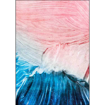 Vivolux | Moderne woonkamer tapijt in roze en blauwe abstracte kleurblokprint tapijt polyester wasbaar antislip vloerkleed