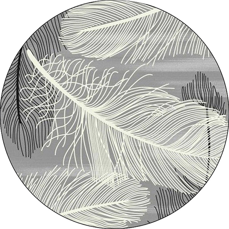 Vivolux | Grijs en Zwart Tropisch Tapijt Polyester Veerprint Tapijt Wasbaar Antislip Onderzijde Vloerkleed voor Woonkamer