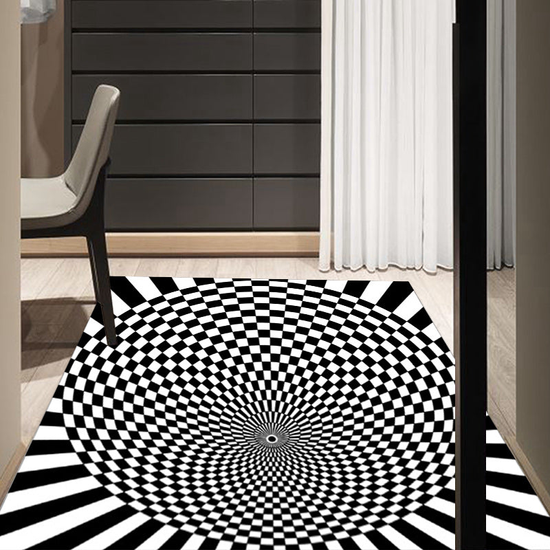 Vivolux | Zwart-wit slaapkamer tapijt novelty 3D kleine ruit patroon vloerkleed polyester antislip huisdiervriendelijk tapijt