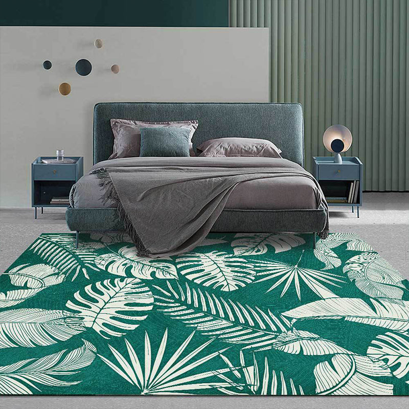 Vivolux | Stijlvol Bladeren Patroon Tapijt Groen Tropisch Tapijt Polyester Wasbaar Antislip Achterkant Gebied Tapijt voor de Woonkamer