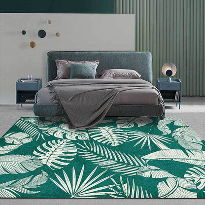 Vivolux | Stijlvol Bladeren Patroon Tapijt Groen Tropisch Tapijt Polyester Wasbaar Antislip Achterkant Gebied Tapijt voor de Woonkamer