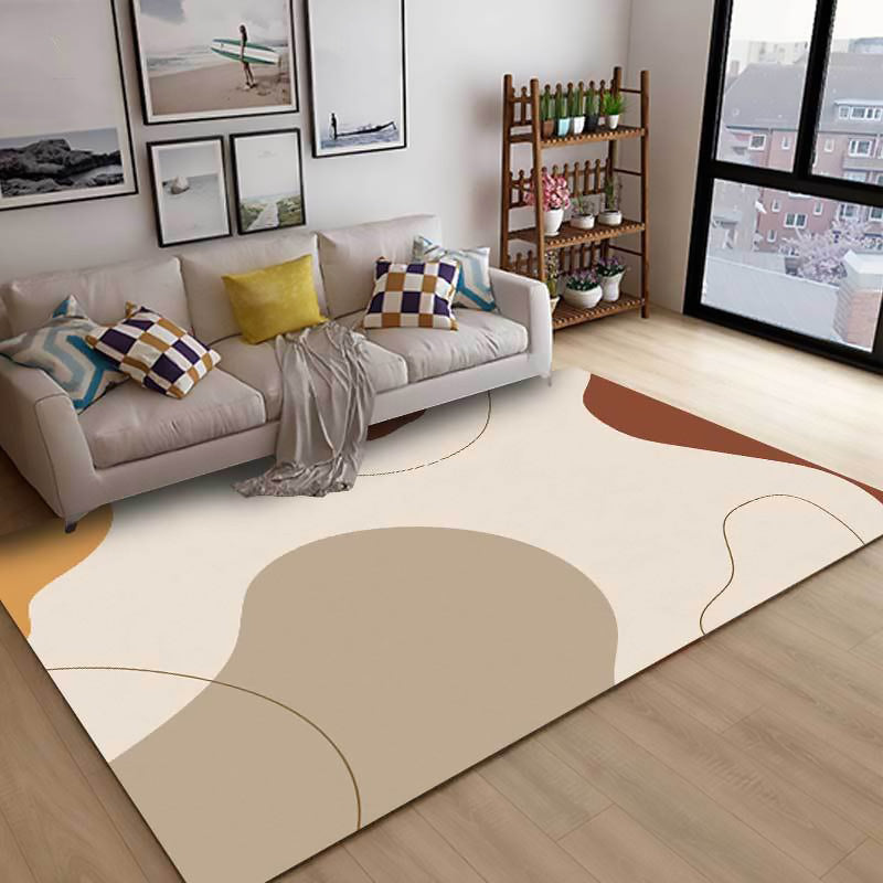 Vivolux | Einfacher Novelty Teppich in Ivory Farbkasten Linienmuster Teppich Polyester Maschinenwaschbar Teppich für die Wohnkultur