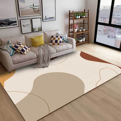 Vivolux | Einfacher Novelty Teppich in Ivory Farbkasten Linienmuster Teppich Polyester Maschinenwaschbar Teppich für die Wohnkultur