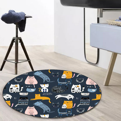 Vivolux | Einfache Kinderteppich in Weiß und Blau Tier Giraffe Pinguin Kaninchen Muster Teppich Polyester Waschbar Teppich für Kinderzimmer