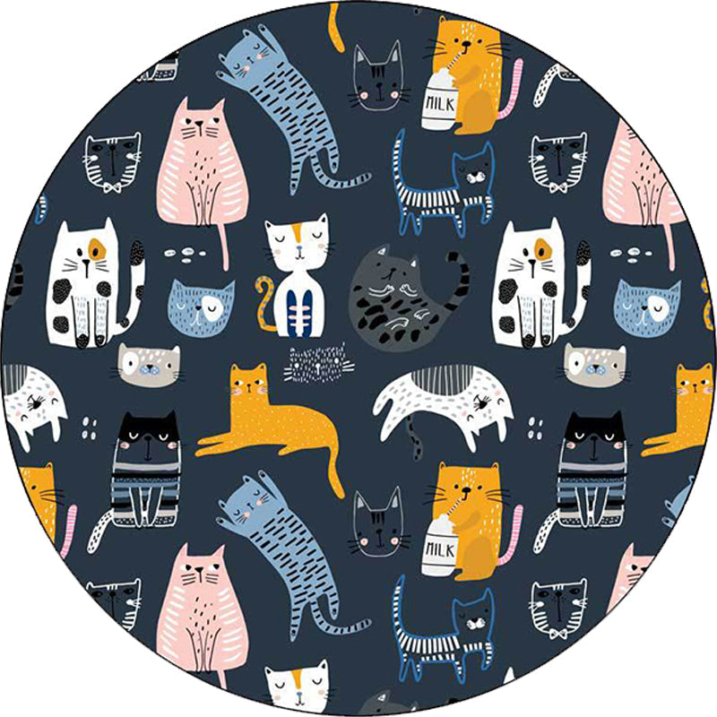 Vivolux | Einfache Kinderteppich in Weiß und Blau Tier Giraffe Pinguin Kaninchen Muster Teppich Polyester Waschbar Teppich für Kinderzimmer