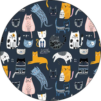 Vivolux | Einfache Kinderteppich in Weiß und Blau Tier Giraffe Pinguin Kaninchen Muster Teppich Polyester Waschbar Teppich für Kinderzimmer