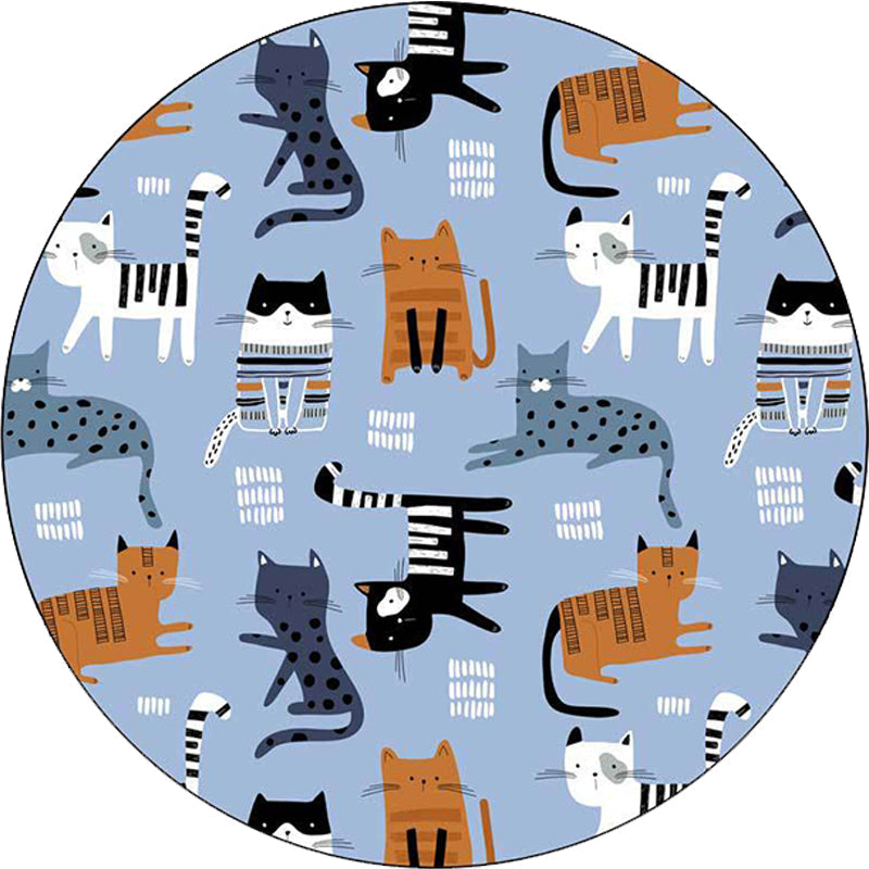 Vivolux | Einfache Kinderteppich in Weiß und Blau Tier Giraffe Pinguin Kaninchen Muster Teppich Polyester Waschbar Teppich für Kinderzimmer