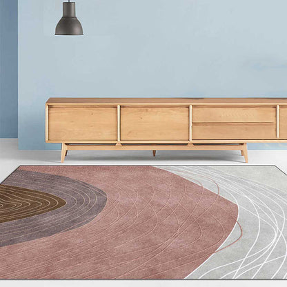 Vivolux | Neuheit Wohnzimmerteppich Mehrfarbiger Farbblock Holzmaserung Druck Teppich Polyester Waschbar Haustierfreundlicher Bereichsteppich