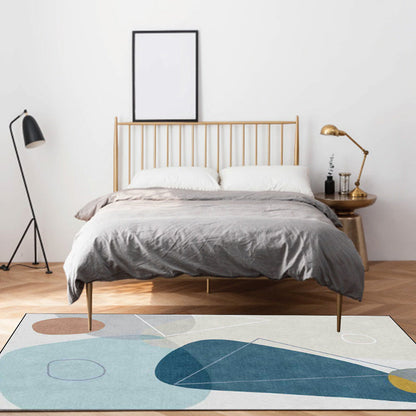 Vivolux | Ivoor Slaapkamer Tapijt Novelty Kleur Blok Driehoekpatroon Vloerkleed Polyester Antislip Ondergrond Tapijt