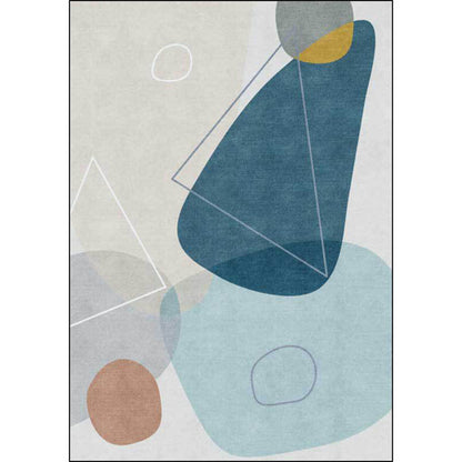 Vivolux | Ivoor Slaapkamer Tapijt Novelty Kleur Blok Driehoekpatroon Vloerkleed Polyester Antislip Ondergrond Tapijt