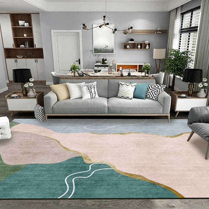 Vivolux | Einfache Neuheit Teppich Bunter Farbblock Linien Muster Teppich Polyester Rutschfeste Rückseite Teppich für Heimdekoration