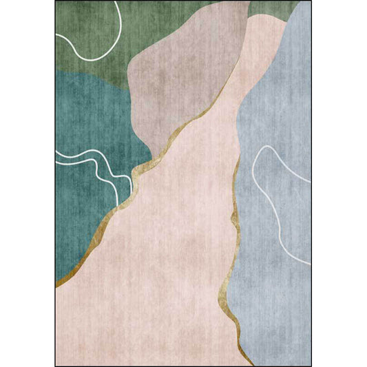 Vivolux | Einfache Neuheit Teppich Bunter Farbblock Linien Muster Teppich Polyester Rutschfeste Rückseite Teppich für Heimdekoration