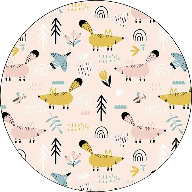 Vivolux | Kinder Schlafzimmer Teppich in Weiß Tier Maus Vogel Baum Druck Teppich Polyester Waschbar Fleckenresistent Bereich Teppich