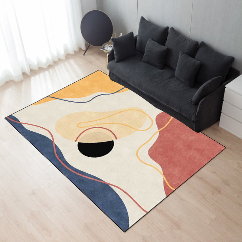 Vivolux | Ivoor Slaapkamer Tapijt Novelty Kleur Blok Lijnen Patroon Gebied Tapijt Polyester Antislip Achterkant Wasbaar Tapijt