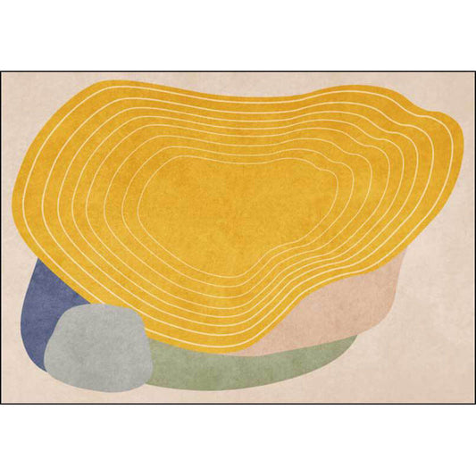 Vivolux | Neuheit Wohnzimmer Teppich Elfenbein und Gelb Farbe Block Streifen Druck Teppich Polyester Anti-Rutsch Bereich Teppich