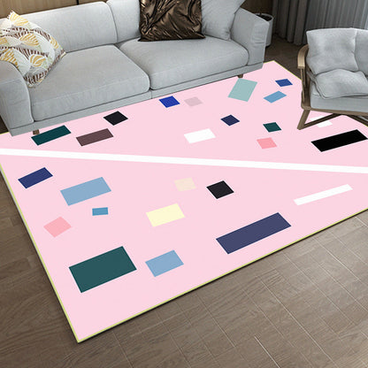 Vivolux | Nordic Novelty Tapijt in Roze Geometrie Rechthoek Patroon Tapijt Polyester Antislip Achterkant Tapijt voor Huisdecoratie