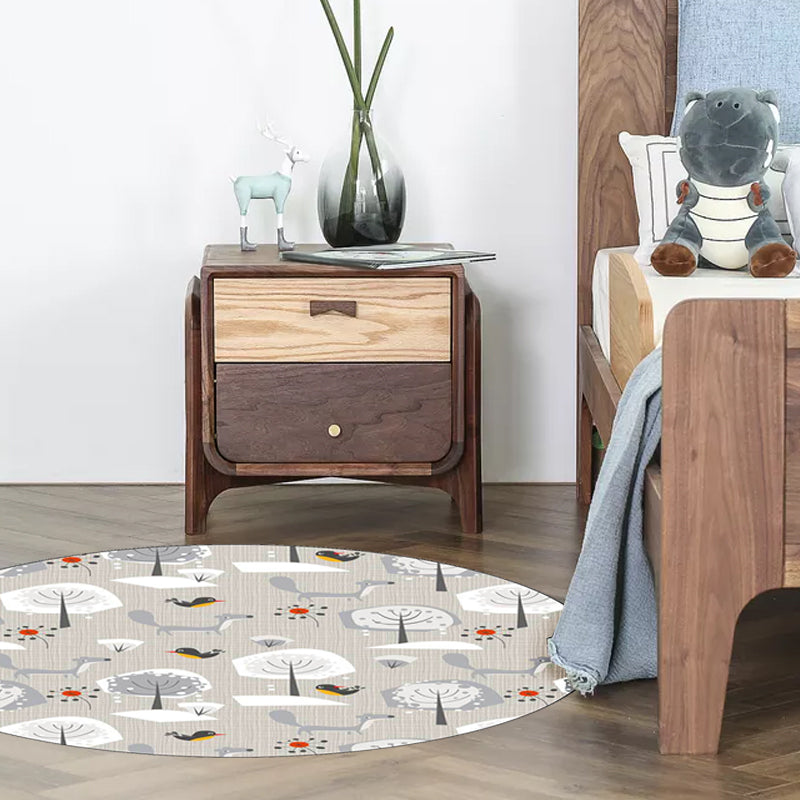 Vivolux | Grijs Kinderkamer Tapijt Kinderen Dier Megalocnidae Patroon Vloerkleed Polyester Huisdier Vriendelijk Vloerbedekking