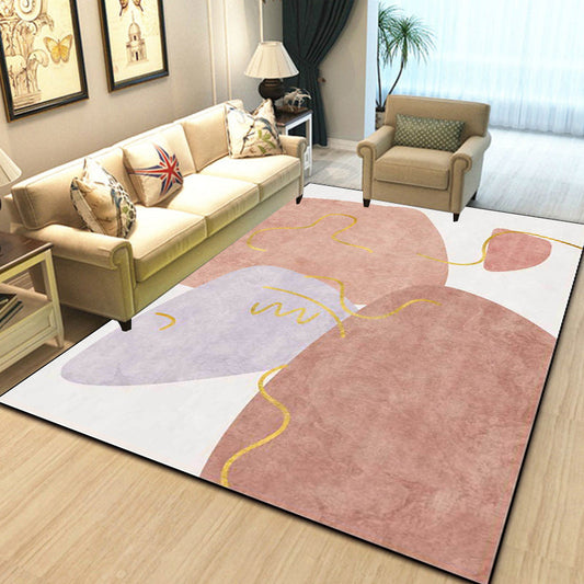 Vivolux | Skandinavian novelties rug in white and pink irregular pattern rug polyester anti-slip rug for home decoration