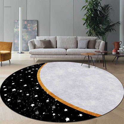 Vivolux | Witte en Zwarte Nordic Tapijt Polyester Kleurblok Sterrenprint Tapijt Machine Wasbaar Antislip Achterkant Vloerkleed voor de Woonkamer