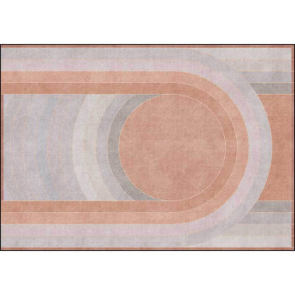 Vivolux | Roze Slaapkamer Tapijt Novelty Kleur Blok Arc Cirkelpatroon Gebied Tapijt Polyester Non-Slip Achterkant Vlekbestendig Tapijt