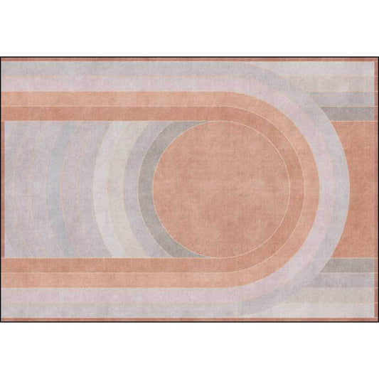 Vivolux | Roze Slaapkamer Tapijt Novelty Kleur Blok Arc Cirkelpatroon Gebied Tapijt Polyester Non-Slip Achterkant Vlekbestendig Tapijt