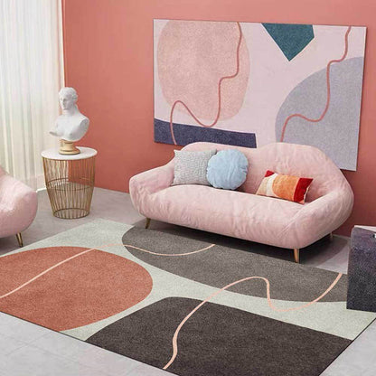 Vivolux | Nieuwigheid Woonkamer Tapijt in Bruin Kleurbloklijn Print Tapijt Polyester Wasbaar Antislip Tapijt Area Tapijt