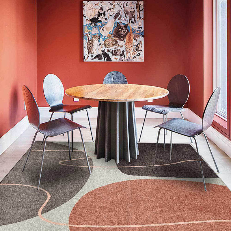 Vivolux | Nieuwigheid Woonkamer Tapijt in Bruin Kleurbloklijn Print Tapijt Polyester Wasbaar Antislip Tapijt Area Tapijt