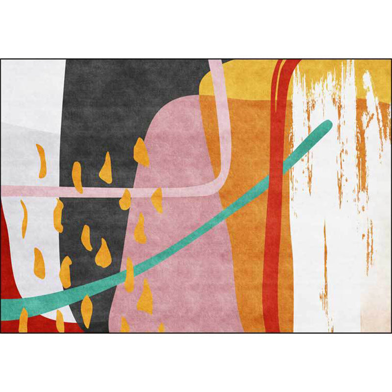 Vivolux | Lässiger Neuheitsteppich Mehrfarbig Farbblock Malmuster Teppich Polyester Rutschfeste Rücken Teppich für Wohnkultur