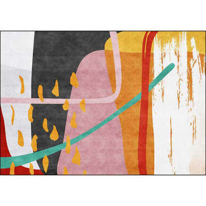 Vivolux | Lässiger Neuheitsteppich Mehrfarbig Farbblock Malmuster Teppich Polyester Rutschfeste Rücken Teppich für Wohnkultur