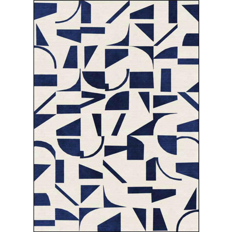 Vivolux | Stilvoller Abstract Teppich Blau und Beige Casual Teppich Polyester Maschinenwaschbar Rutschfester Teppich für Schlafzimmer