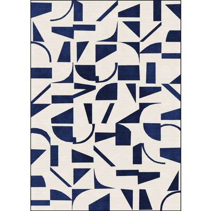 Vivolux | Stilvoller Abstract Teppich Blau und Beige Casual Teppich Polyester Maschinenwaschbar Rutschfester Teppich für Schlafzimmer