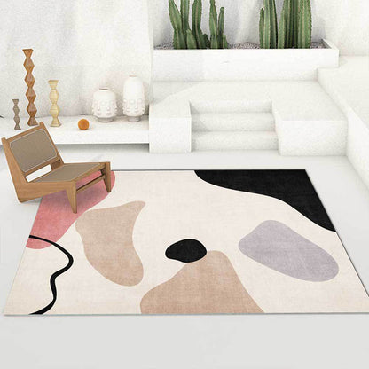 Vivolux | Eenvoudig Abstract Kleurvlak Tapijt Beige Multicolor Simpel Tapijt Polyester Machinewasbaar Antislip Vloerkleed voor Slaapkamer