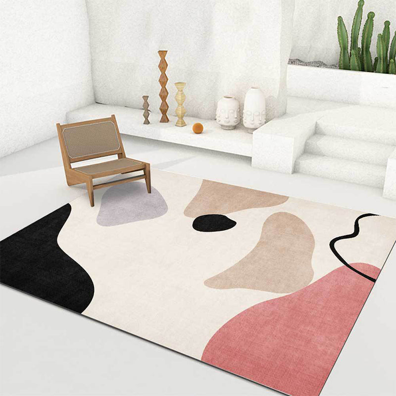 Vivolux | Eenvoudig Abstract Kleurvlak Tapijt Beige Multicolor Simpel Tapijt Polyester Machinewasbaar Antislip Vloerkleed voor Slaapkamer