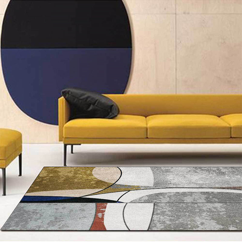 Vivolux | Nieuwigheid Abstract Tapijt Grijs en Gouden Polyester Tapijt Wasbaar Antislip Achterkant Gebied Tapijt voor Woonkamer