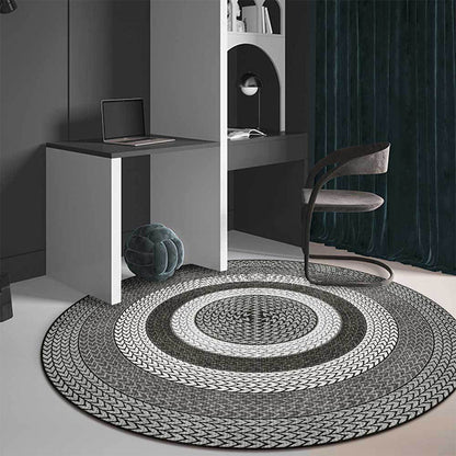 Vivolux | Rustiek Concentrique Cirkels Patroon Tapijt Geel en Groen Polyester Tapijt Machine Wasbaar Antislip Slijtvaste Tapijt voor Woonkamer