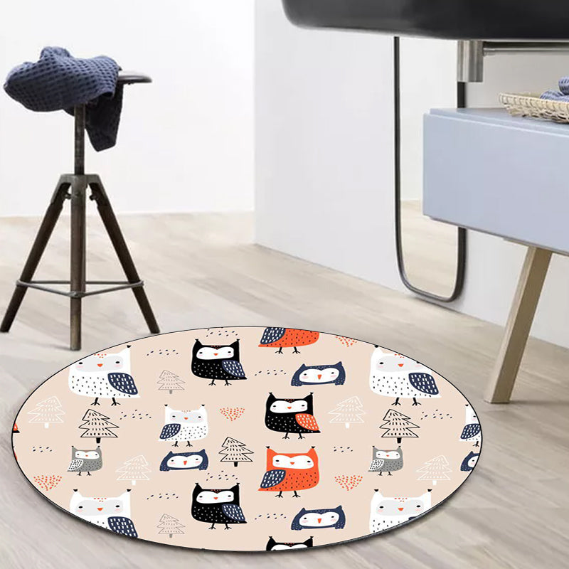Vivolux | Stijlvol Kids Vloerkleed in Roze Dier Uil Boom Patrón Vloerkleed Polyester Machine Wasbaar Tapijt voor Nursery