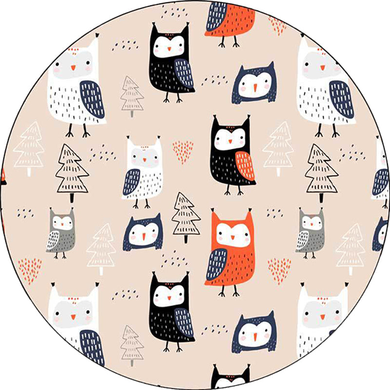 Vivolux | Stijlvol Kids Vloerkleed in Roze Dier Uil Boom Patrón Vloerkleed Polyester Machine Wasbaar Tapijt voor Nursery