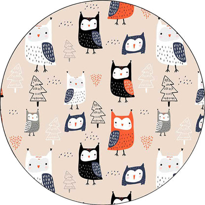 Vivolux | Stijlvol Kids Vloerkleed in Roze Dier Uil Boom Patrón Vloerkleed Polyester Machine Wasbaar Tapijt voor Nursery