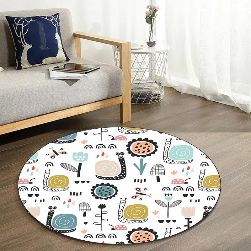Vivolux | Uniek kinderkleed in witte dierenslak vlinder bloem patroon tapijt polyester antislip vloerkleed voor kinderkamer