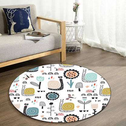 Vivolux | Uniek kinderkleed in witte dierenslak vlinder bloem patroon tapijt polyester antislip vloerkleed voor kinderkamer