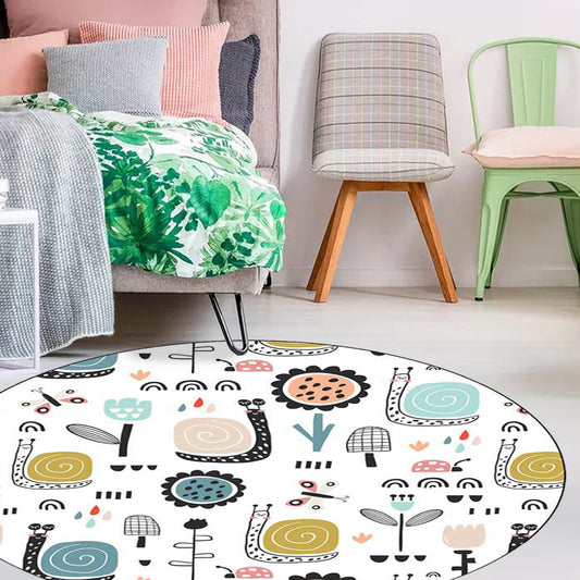 Vivolux | Uniek kinderkleed in witte dierenslak vlinder bloem patroon tapijt polyester antislip vloerkleed voor kinderkamer