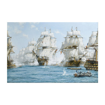 Vivolux | Piratenkampf Kunstdruck Weiß und Blau Klassische Wanddekoration für Zuhause Galerie