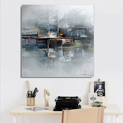 Vivolux | Abstracte Wandkunst Decor Moderne Betoverende Zee Brug Schilderij Gewapende Doek in Grijs