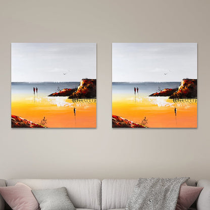 Vivolux | Oranje Artistieke Schilderij Wanddecoratie voor Thuis, Canvas-Gemaakt