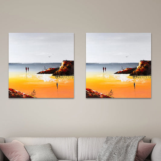Vivolux | Oranje Artistieke Schilderij Wanddecoratie voor Thuis, Canvas-Gemaakt