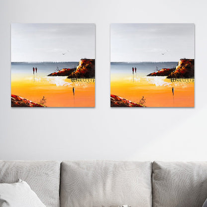 Vivolux | Oranje Artistieke Schilderij Wanddecoratie voor Thuis, Canvas-Gemaakt