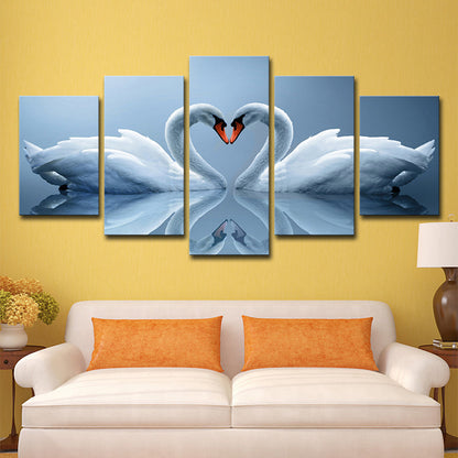 Vivolux | Zwanen in de Liefde Canvas Kunst Multi-Piece Hedendaagse Woonkamer Muurdecor in Lichtblauw