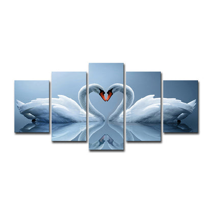 Vivolux | Zwanen in de Liefde Canvas Kunst Multi-Piece Hedendaagse Woonkamer Muurdecor in Lichtblauw